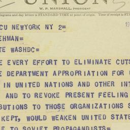 Telegram: 1951 August 2