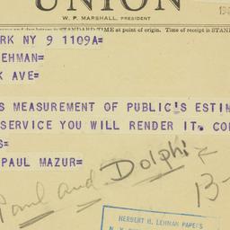 Telegram: 1949 November 9