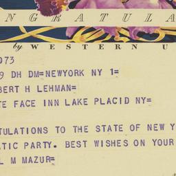 Telegram: 1949 September 1