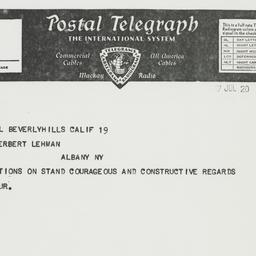 Telegram: 1957 July 20
