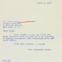 Letter: 1939 April 5