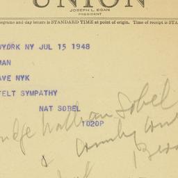 Telegram: 1948 July 15