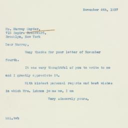 Letter: 1937 November 6