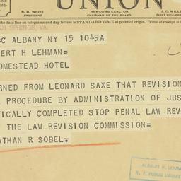 Telegram: 1937 July 15
