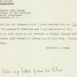 Telegram: 1950 October 12