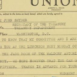 Telegram: 1950 October 26