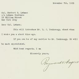 Letter: 1925 November 7