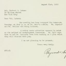 Letter: 1925 August 31