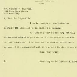 Letter: 1926 February 9