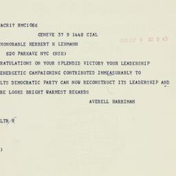 Telegram: 1961 September 9