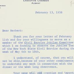Telegram: 1958 February 13