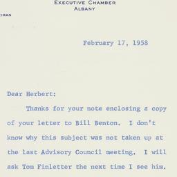 Telegram: 1958 February 17