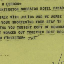 Telegram: 1958 February 5