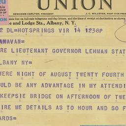 Telegram: 1930 August 14