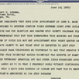 Telegram: 1930 June 14