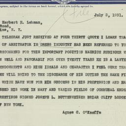 Telegram: 1931 July 2