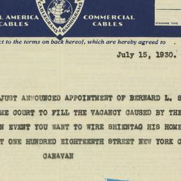 Telegram: 1930 July 15