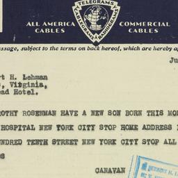 Telegram: 1931 July 24