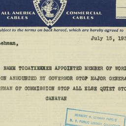 Telegram: 1930 July 15