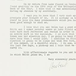 Letter: 1960 September 14