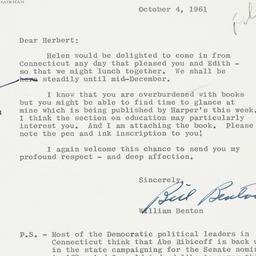 Letter: 1961 October 4