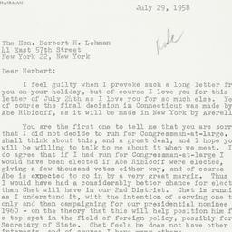 Letter: 1958 July 29