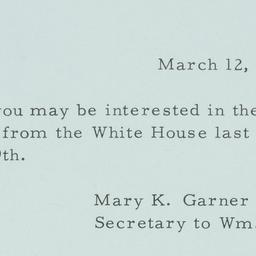 Letter: 1963 March 12