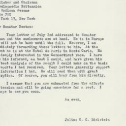 Letter: 1958 July 9