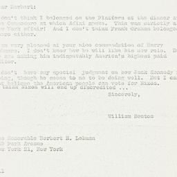 Letter: 1960 October 26