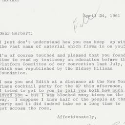 Letter: 1961 April 24