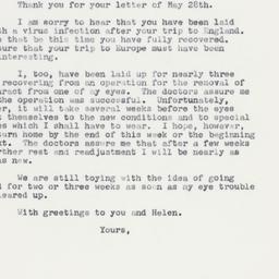 Letter: 1962 May 31