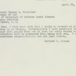Telegram: 1950 April 22