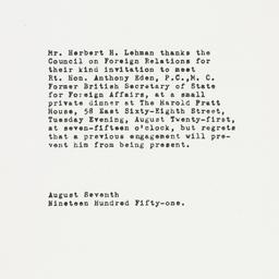 Letter: 1951 August 7