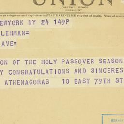 Telegram: 1948 April 24