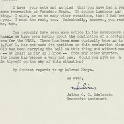 Letter: 1954 February 1