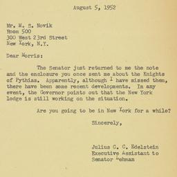 Letter: 1952 August 5