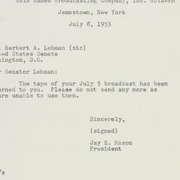 Letter: 1953 July 8