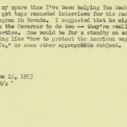 Note: 1953 June 15