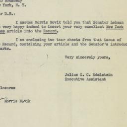 Letter: 1953 August 1