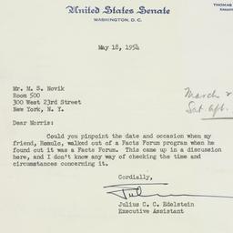 Letter: 1954 May 18