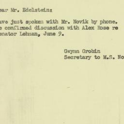 Letter: 1953 May 1
