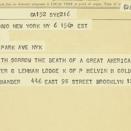 Telegram: 1963 December 6