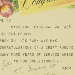 Telegram: 1958 March 24