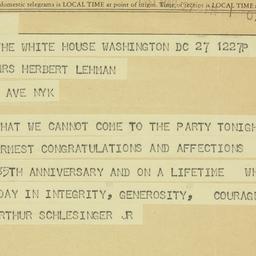 Telegram: 1963 March 27