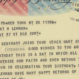 Telegram: 1958 March 28