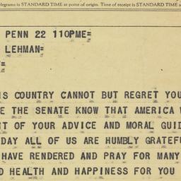 Telegram: 1956 August 22