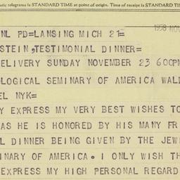 Telegram: 1958 November 21