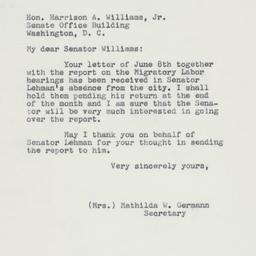 Letter: 1960 June 21