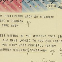 Telegram: 1958 March 28
