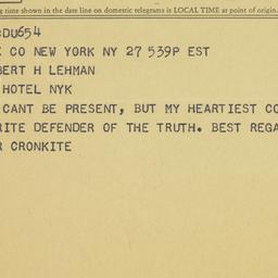 Telegram: 1963 March 27